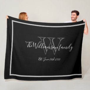 Elegant Monogram Naam Script Chique Bruiloft Keeps Fleece Deken