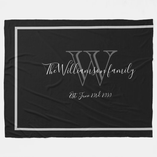 Elegant Monogram Naam Script Chique Bruiloft Keeps Fleece Deken (Voorkant (Horizontaal))