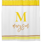 Elegant monogram naam script, vrouwelijk witgoud douchegordijn (Voorkant)