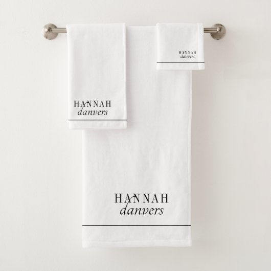 Elegant monogram naam wit bad handdoek (Insitu)