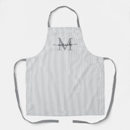 Elegant Monogram Name Gray Stripe Schort