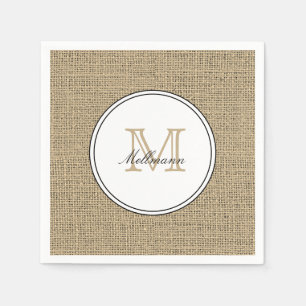 Elegant Monogram Name Landelijke Stijl Jute Servet