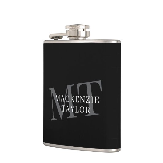 Elegant Monogram Name Personalized Text  Heupfles (Links)