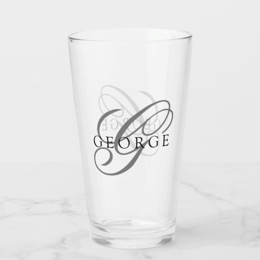 Elegant Monogram Name Script Beer Glas (Achterkant)