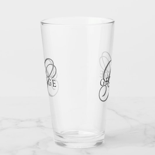 Elegant Monogram Name Script Beer Glas (Rechts)
