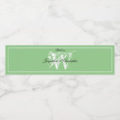 Elegant Monogram + Names Chic Soft Green Wedding Waterfles Etiket (Enkel label)