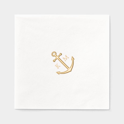 Élégant Monogram Nautical Ancre Mariage (Recto)