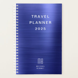 Elegant Monogram Navy Blauwe Reis Planner
