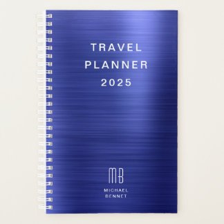Elegant Monogram Navy Blauwe Reis Planner