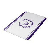 Elegant Monogram Navy Blue op White Bath Mat (Gekanteld)