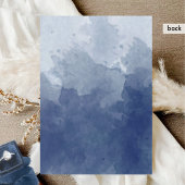 Elegant Monogram Navy Blue Waterverf Wedding Kaart