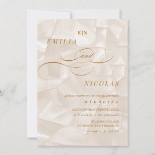 Elegant Monogram Neutraal Abstract Trouwen Kaart