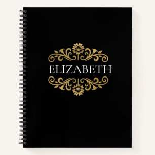 Élégant Monogram noir Gold Office Carnet scolaire