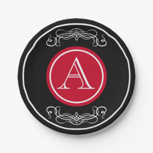Elegant monogram ontwerp papieren bordje