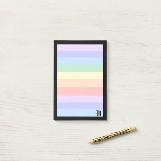 Elegant monogram op pastelregenboog en zwart Lijst Post-it® Notes (Op bureau)