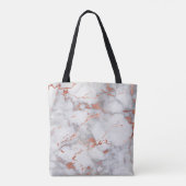 Elegant monogram op roos goud en grijs marmer draagtas (Achterkant)