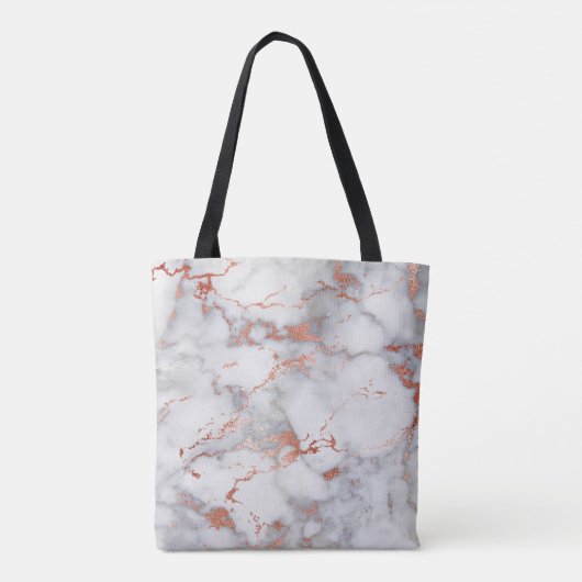 Elegant monogram op roos goud en grijs marmer draagtas (Achterkant)