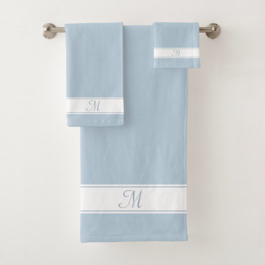 Elegant monogram op wit en wonderbaarlijk blauw bad handdoek (Insitu)