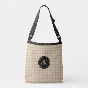 Elegant Monogram op zwart, beige en gouden Crossbody Tas