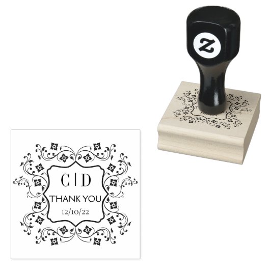  Elegant Monogram Paar Dank je bruiloft Rubberstempel (Gestempeld)