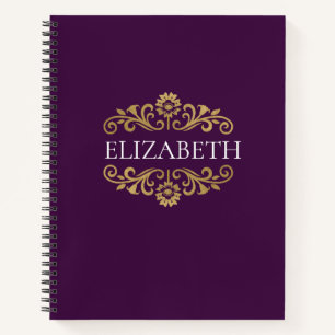 Elegant Monogram Paars Gold Kantoor School Notitieboek