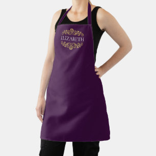 Elegant Monogram paarse Goud Schort