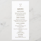 Elegant Monogram Pearl Wedding Menu (Voorkant)