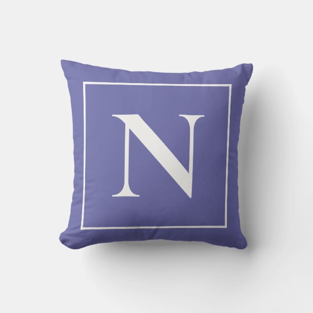 Elegant Monogram Periwinkle Blue Minimalist Kussen (Voorkant)