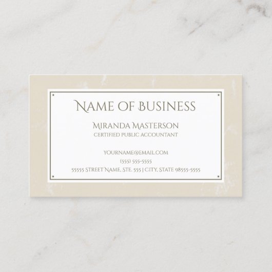 Elegant Monogram Perkament Logo Public Accountant Visitekaartje (Achterkant)