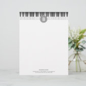 Elegant Monogram Piano Keys Letterhead Persoonlijk Briefhoofd (Staand voorkant)