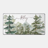 Elegant Monogram Pine Forest Mountain Bureaumat (Voorkant)