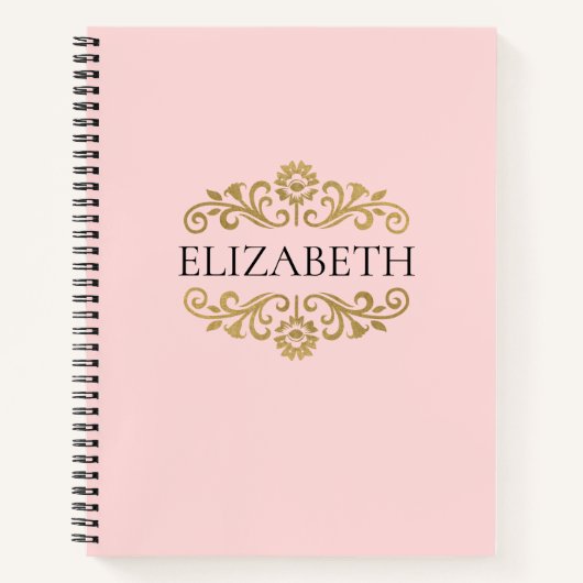 Élégant Monogram Pink Gold Office Carnet scolaire (Devant)