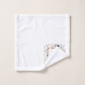 Elegant Monogram Pretty Beige Blue Flowers Floral  (Gant de toilette)