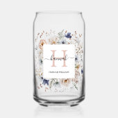 Elegant Monogram Pretty Beige Blue Flowers Floral (Recto)