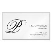 Elegant Monogram Professional Black en White Magnetisch Visitekaartje (Voorkant)