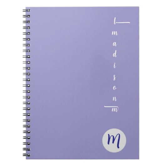 Elegant Monogram Purple Script Office School Notitieboek (Voorkant)
