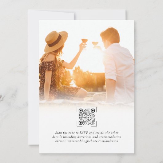 Elegant Monogram QR Code Foto Weduwuitnodiging Kaart (Achterkant)