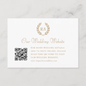 Elegant Monogram QR Code Goud Zwart Wit Bruiloft Informatiekaartje (Voorkant)