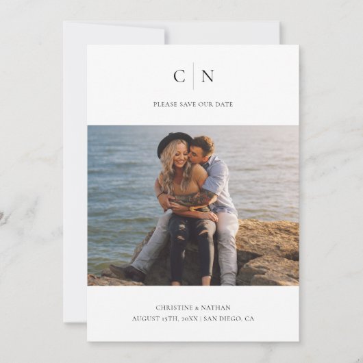 Elegant Monogram QR-code Save The Date (Voorkant)