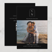 Elegant Monogram QR-code Save The Date (Voorkant / Achterkant)