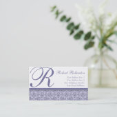 Elegant Monogram R Lila Paars Patroon Visitekaartje (Staand voorkant)