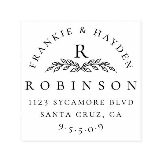 Elegant monogram | Retouradres bruiloft Zelfinktende Stempel (Design)
