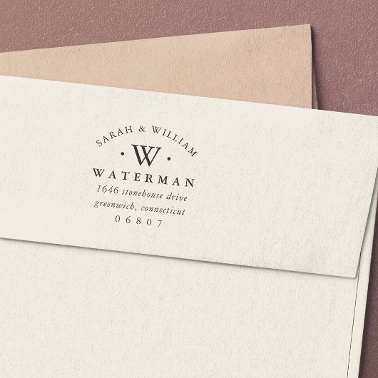 Elegant Monogram | Retouradres Zelfinktende Stempel