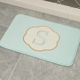 Elegant Monogram Robin Egg Blue Bath Mat