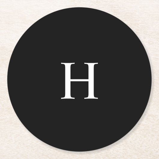 Elegant Monogram Ronde Kartonnen Onderzetter (Voorkant)