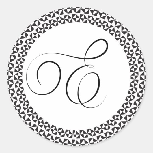 Elegant monogram ronde sticker (Voorkant)