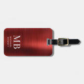 Elegant Monogram Rood Bagagelabel (Voorkant horizontaal)