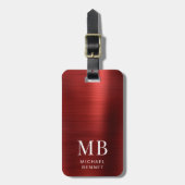 Elegant Monogram Rood Bagagelabel (Voorkant verticaal)