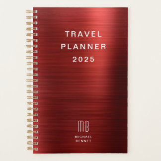Elegant monogram rood reizen planner