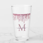 Elegant Monogram Roos Glitter Drivers Glas (Voorkant)